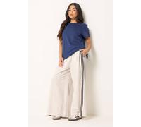 Pixiegirl Petite Side Stripe Linen Wide Leg Trousers In Natural Natural