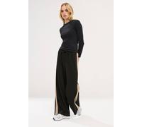 Pixiegirl Petite Side Stripe Trousers In Black Black