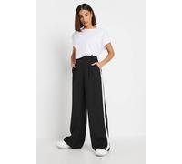 Pixiegirl Petite Side Stripe Wide Leg Trousers In Black Black