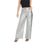 PixieGirl Petite Silver Non-Stretch Metallic Wide Leg Jeans Petite