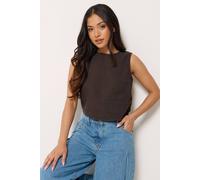 Pixiegirl Petite Sleeveless Cheesecloth Top In Chocolate Chocolate