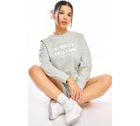 Pixiegirl Petite Slogan Cropped Sweatshirt In Grey Grey 18