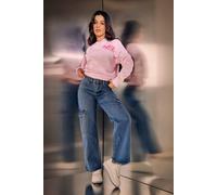 Pixiegirl Petite Slogan Cropped Sweatshirt In Pink Pink 12