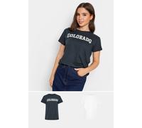 Pixiegirl Petite Slogan T-Shirt In Mid Navy Mid Navy 8