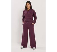 Pixiegirl Petite Slogan Wide Leg Joggers In Burgundy Burgundy