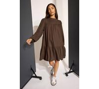 Pixiegirl Petite Smock Midi Dress In Chocolate Chocolate 18