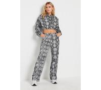Pixiegirl Petite Snake Print Straight Leg Jeans In Grey Grey