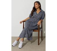 Pixiegirl Petite Spot Collar Midaxi Dress In Black Black 16