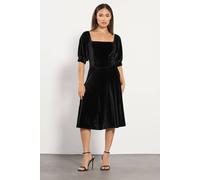 Pixiegirl Petite Square Neck Velvet Dress In Black Black 18