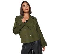 PixieGirl Petite Stone Brown Cropped Trench Duster Coat Petite