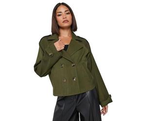 PixieGirl Petite Stone Brown Cropped Trench Duster Coat Petite