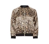 PixieGirl Petite Stone Brown Leopard Print Satin Bomber Jacket Petite