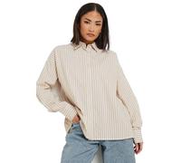 PixieGirl Petite Stone Brown Stripe Tie Back Cotton Shirt Petite