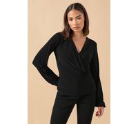 Pixiegirl Petite Stretch Wrap Top In Black Black 10