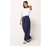 Pixiegirl Petite Stripe Barrel Leg Trousers In Mid Navy Mid Navy