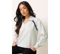 Pixiegirl Petite Stripe Collar Sweatshirt In Light Grey Light Grey