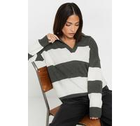 Pixiegirl Petite Stripe Jumper In Grey Grey 16-18