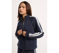 Pixiegirl Petite Stripe Quarter Zip Sweatshirt In Mid Navy Mid Navy 16