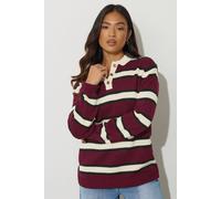 Pixiegirl Petite Stripe Rugby Jumper In Burgundy Burgundy 10-12