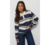 Pixiegirl Petite Stripe Rugby Jumper In Dark Navy Dark Navy 12-14