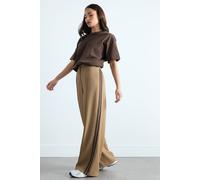 Pixiegirl Petite Stripe Wide Leg Trousers In Light Brown Light Brown