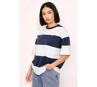 Pixiegirl Petite Striped Boxy T-Shirt In Dark Navy Dark Navy 16