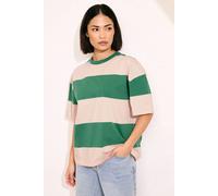 Pixiegirl Petite Striped Boxy T-Shirt In Green Green 16