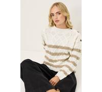 Pixiegirl Petite Striped Cable Knit Jumper In Ivory Ivory 10-12