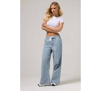 Pixiegirl Petite Striped Denim Wide Leg Jeans In Blue Blue 18