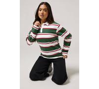 Pixiegirl Petite Striped Rugby T-Shirt In Dark Green Dark Green 6