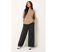 Pixiegirl Petite Striped Wide Leg Trousers In Black Black