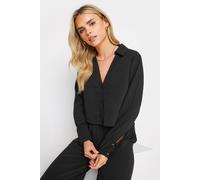 Pixiegirl Petite Textured Cropped Shirt In Black Black 18