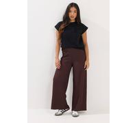 Pixiegirl Petite Textured Wide Leg Trousers In Chocolate Chocolate