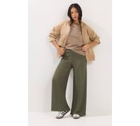 Pixiegirl Petite Textured Wide Leg Trousers In Dark Green Dark Green