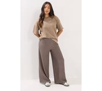 Pixiegirl Petite Textured Wide Leg Trousers In Light Brown Light Brown