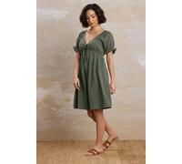 Pixiegirl Petite Tie Front Mini Dress In Light Khaki Light Khaki