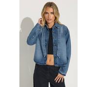 Pixiegirl Petite Tie Neck Denim Shirt In Blue Blue 14