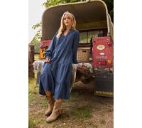 Pixiegirl Petite Tie Neck Tiered Dress In Dark Blue Dark Blue 14