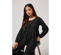 Pixiegirl Petite Tie Smock Top In Black Black 6