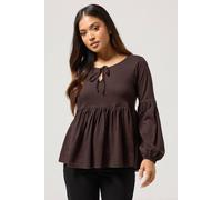 Pixiegirl Petite Tie Smock Top In Chocolate Chocolate 8
