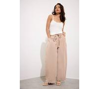 Pixiegirl Petite Tie Waist Wide Leg Jeans In Stone Stone