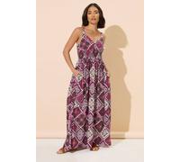 Pixiegirl Petite Tile Print Maxi Dress In Purple Purple 14