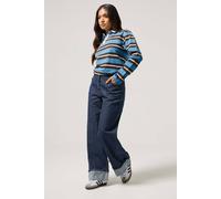 Pixiegirl Petite Turn Up Denim Jeans In Dark Blue Dark Blue 14