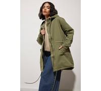 Pixiegirl Petite Twill Parka Coat In Green Green 12