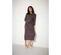 Pixiegirl Petite Twist Front Midi Dress In Chocolate Chocolate
