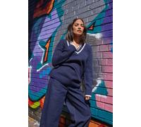 Pixiegirl Petite V-Neck Knitted Jumper In Dark Navy Dark Navy 6-8