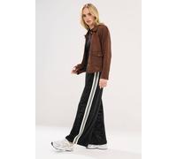 Pixiegirl Petite Velour Side Stripe Trousers In Black Black 18