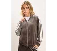Pixiegirl Petite Velour Side Stripe Zip Jacket In Brown Brown 10