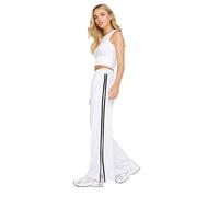PixieGirl Petite White & Black Side Stripe Wide Leg Trousers Petite