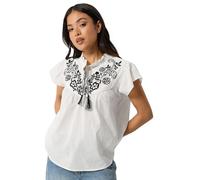 PixieGirl Petite White Cotton Embroidered Blouse Petite